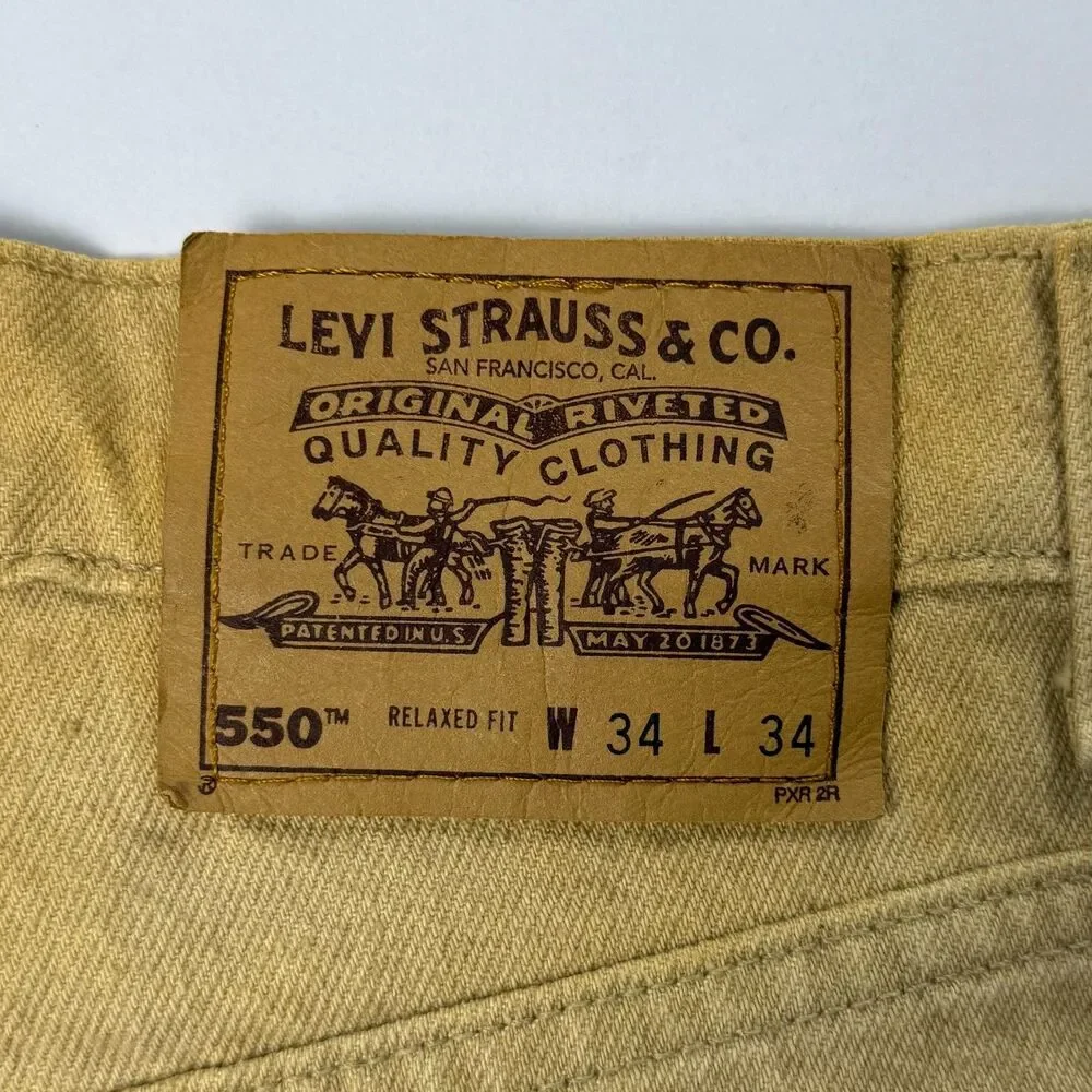 Levi’s Orange Tab 550 Vintage Tan Jeans 1990s Relaxed Fit Size 34x34 NWOT